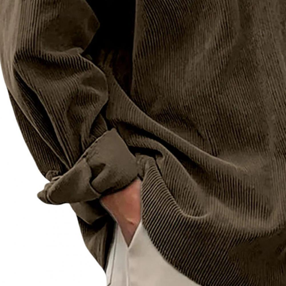 Outdoor Casual Mens Solid Colo - Corduroy Button Up Shirt Men ulasan dan harga