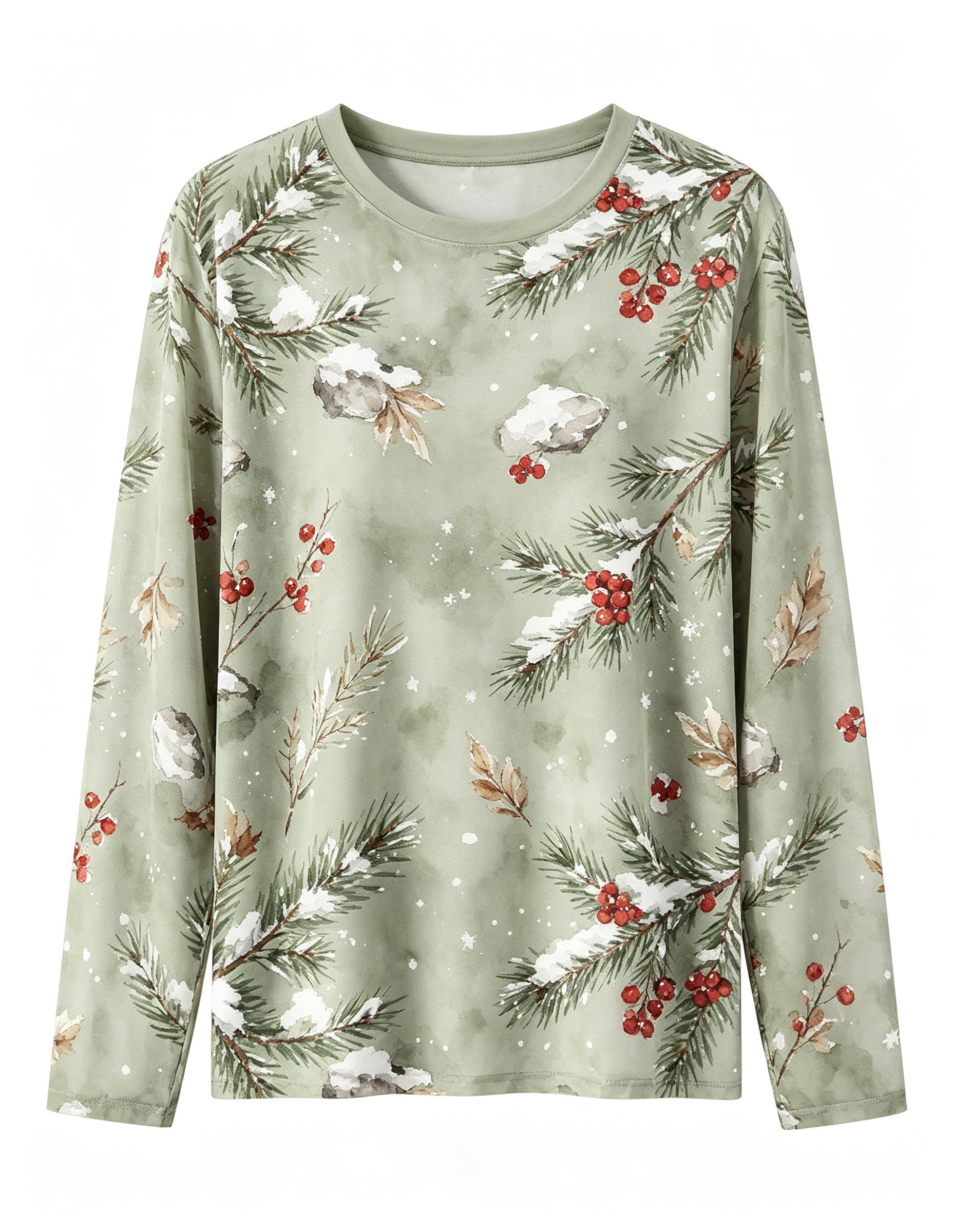 Women Christmas Long Sleeve T‑ - T-Shirts ulasan dan harga